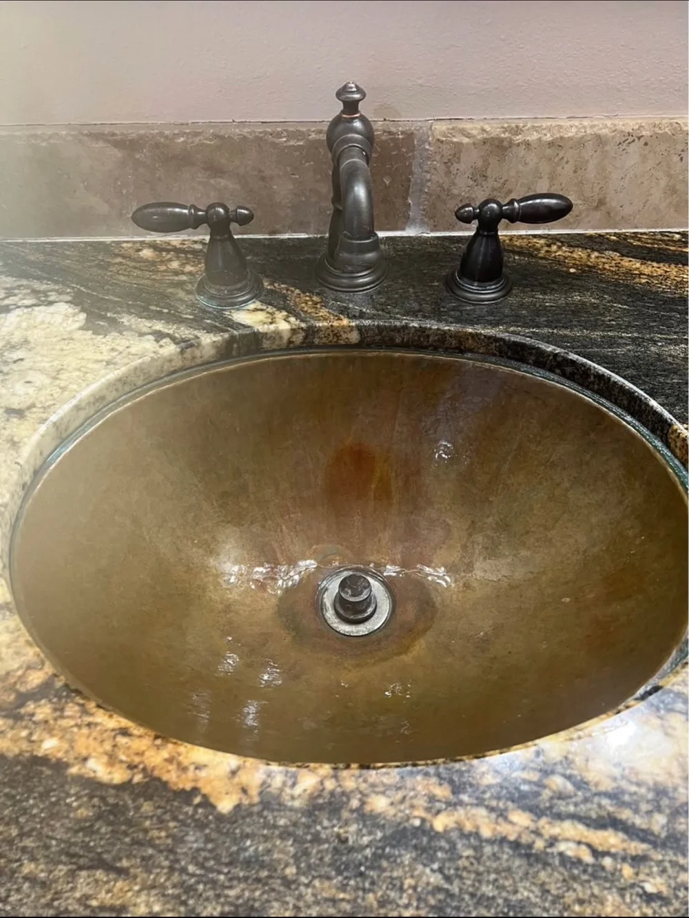 Copper Bathroom Sink Basin - Brown Finish